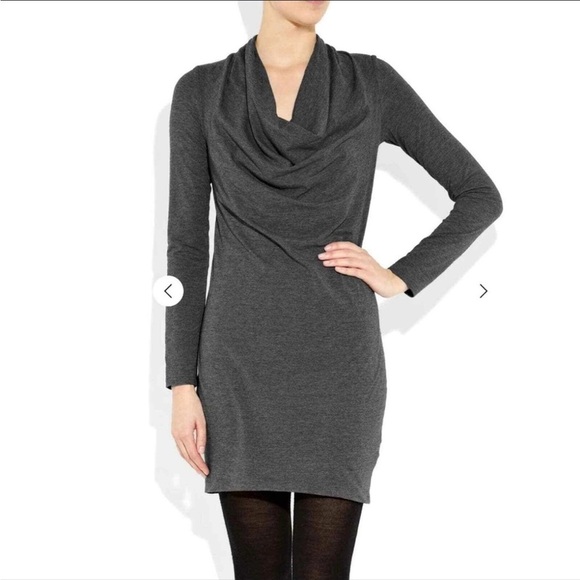 NWT Splendid Charcoal Long Sleeve chic cowlneck  Dress Medium - Picture 1 of 13
